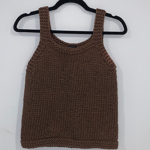 Peruvian Connection Brown Pima Cotton Open Knit Sleeveless Sweater size Small - Picture 2 of 12